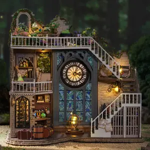 Cuteroom Lv-003 Magic House DIY Miniature Model Kit with LED Lights, Perfect Gift for Craft Lovers, Includes Materials but No Tools or Batteries Needed, Miniature Set