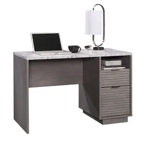 East Rock Desk Modern Gray Finish with Two Drawers & Open Shelf for Organized Storage