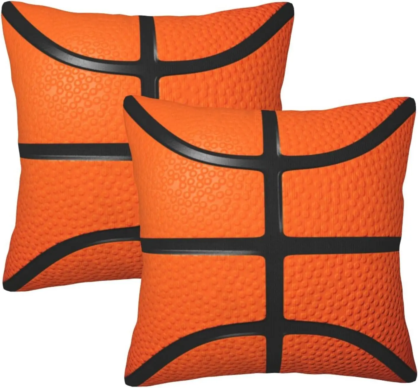 2-Piece Basketball Throw Pillow Covers - 18in x 18in Standard Size Removable Couch Cushion Covers, Machine Washable Sports Themed Decor for Sofa, Bedroom, Removable Cushion Covers, Two Piece Set