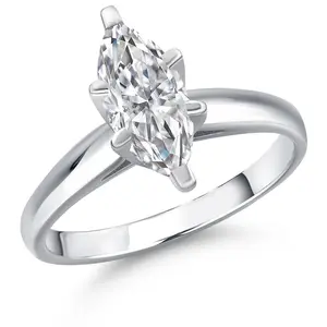 Gem Stone King 1.00 Ct IGI Certified Lab Grown Diamond 10K White Gold Solitaire Engagement Ring for Women | Marquise Cut | F-G Color | VS Clarity