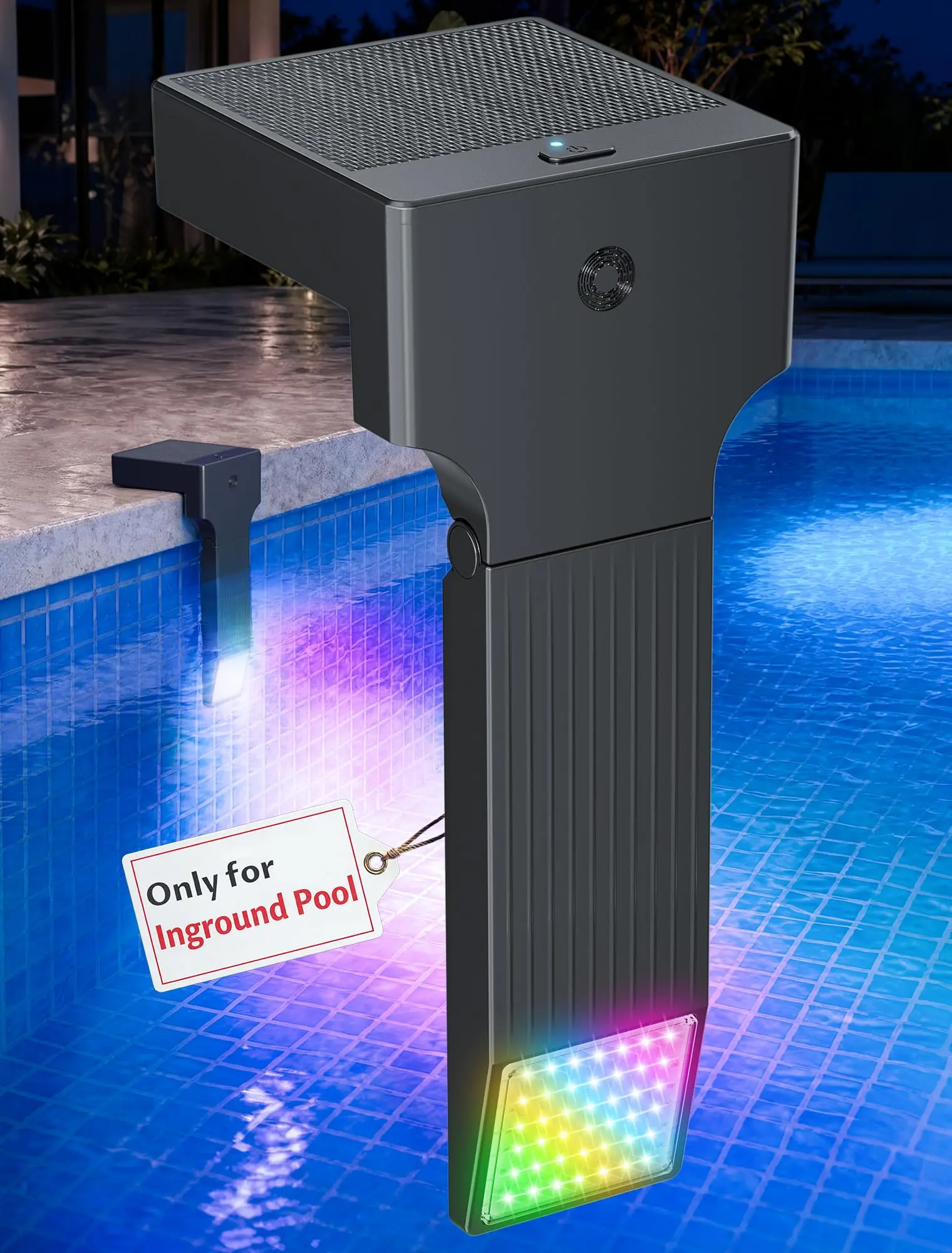 POOLHOUR Solar Poolside Lights Fits for Inground Pool, 10-Color 4-Mode LED Underwater Light with Auto Dusk Sensor, Submersible Pool Lights with Remote,Waterproof,Timer Off, 1 Pack