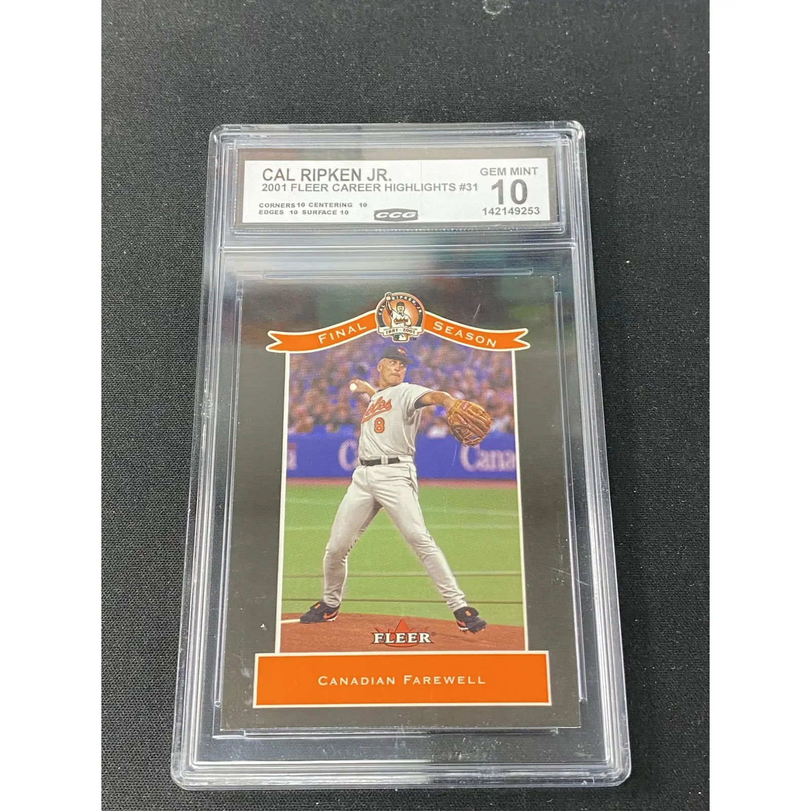 Cal Ripken, Jr. 2001 Fleer Career Highlights CCG 10 Baltimore Orioles Rookie