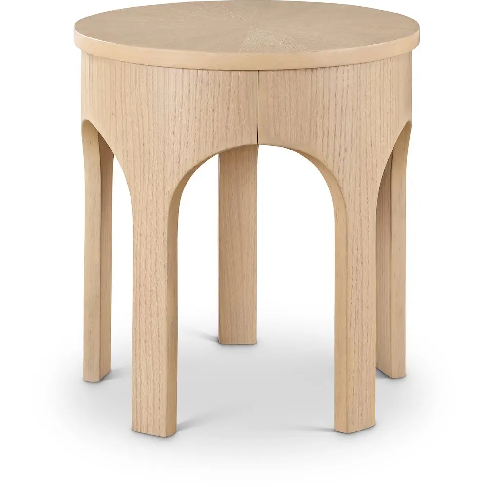 Westfield Art Deco Natural Oak Wood End Table with Natural Grain, Built-In Storage Space