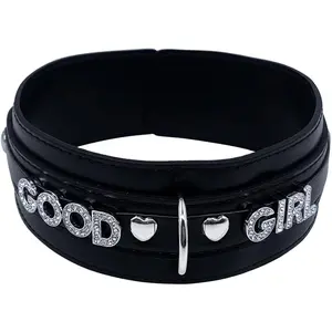 Women  Leather Choker Necklace, Punk Gothic Black  Name Letters  Leash