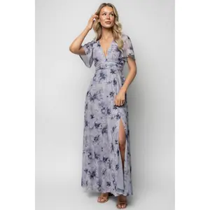 Arianne Mesh Maxi Dress | Dusty Lavender Print