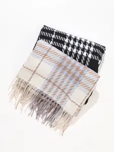 women's Houndstooth Jacquard Scarf,high-end Winter shawl neck warmer,stylish and warm accessory