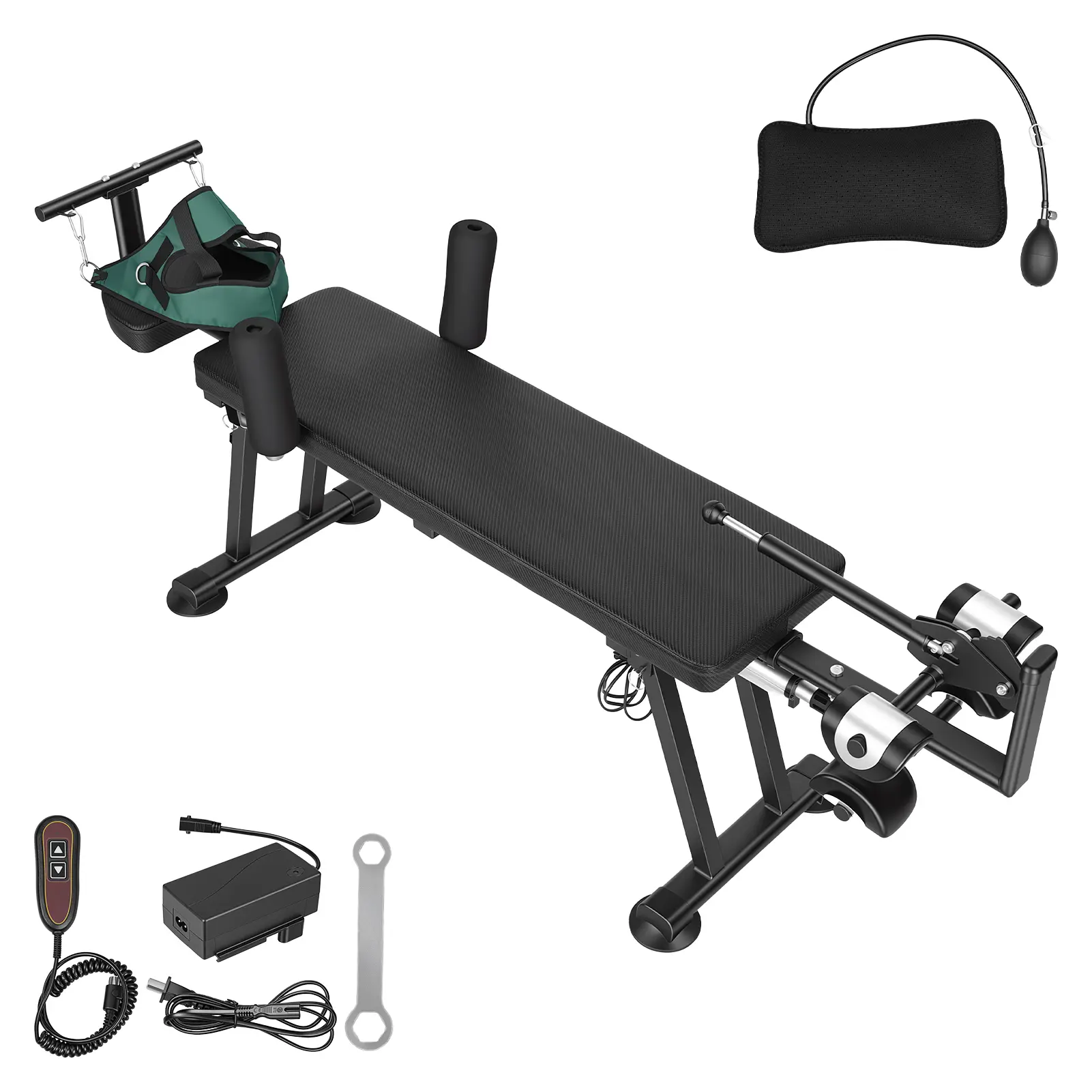 35W Electric Full Body Traction Table - Remote-Controlled Stretching Bench, Ideal for Neck & Lumbar Pain Relief (Sports & Outdoor Strength Training Back Machine)