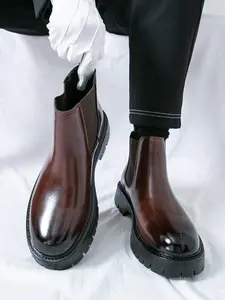 Men's Fashionable Solid Color Closed Chelsea Boots, Casual Comfortable Pointed Toe Boots for Daily Wear, Fashion Shoes for Party, Daily Clothing Decor, Boy, Footwear