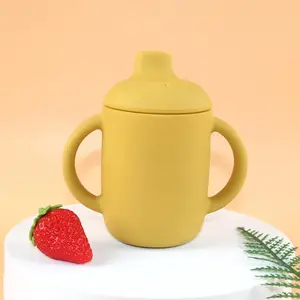 Personalized Duckbill Baby Water Cup, Large Double Handles for Easy Grip and Less Likely to Drop, Safe and Healthy Silicone Material