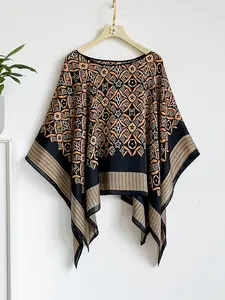 Vintage Luxurious Geometric Silk Scarf Shawl, Soft Sun Protection Wrap, Versatile Commuter Accessory, High-End Style
