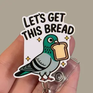 Glitter My Badge Let’s get this bread badge reel for nurse and hospital workers. Badge clip Badge pull - Retractable swivel clip with a 360 rotation. Great gift for coworkers. Handmade US seller!