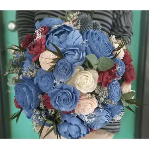 Steel Blue and Burgundy Fall Bouquet