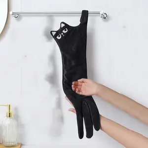 Creative Cat-Shaped Hanging Hand Towel, Absorbent Kitchen & Bathroom Hand Cloth, Cute Decorative Towel, Perfect for Home Use