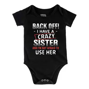 I HAVE A CRAZY SISTER Print Bodysuit, Casual Short Sleeve Romper, Baby  Outdoor ClothingB1108-026
