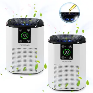 FETIONS Home Air Purifier with Aromatherapy, H13 HEPA 3-in-1 Filtration System, Removes Pollen, Dander, Odors, Compact for Small Rooms like Bedroom, Office, Study, with Soft Ambient Light, White, 2 Pack