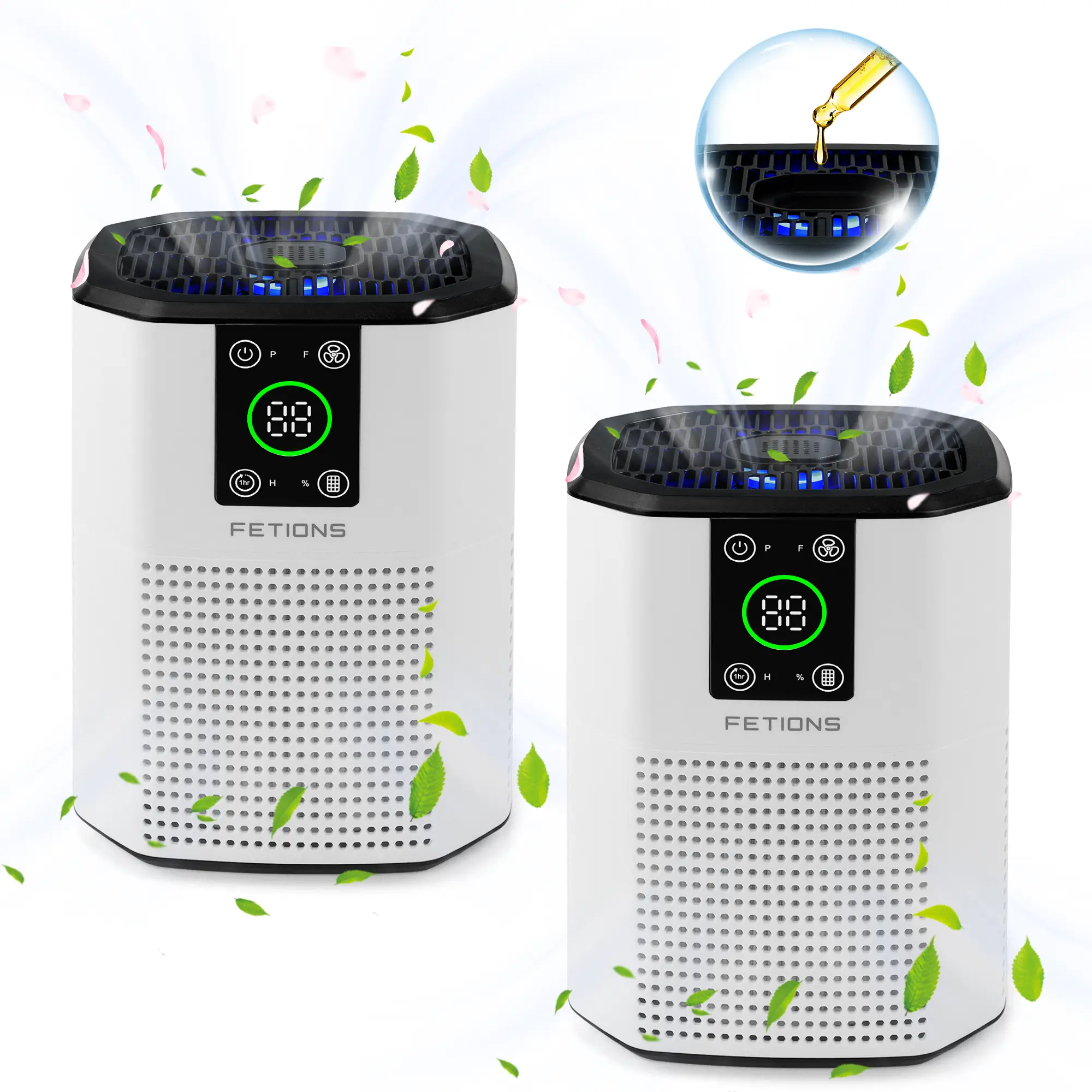 FETIONS Home Air Purifier with Aromatherapy, H13 HEPA 3-in-1 Filtration System, Removes Pollen, Dander, Odors, Compact for Small Rooms like Bedroom, O