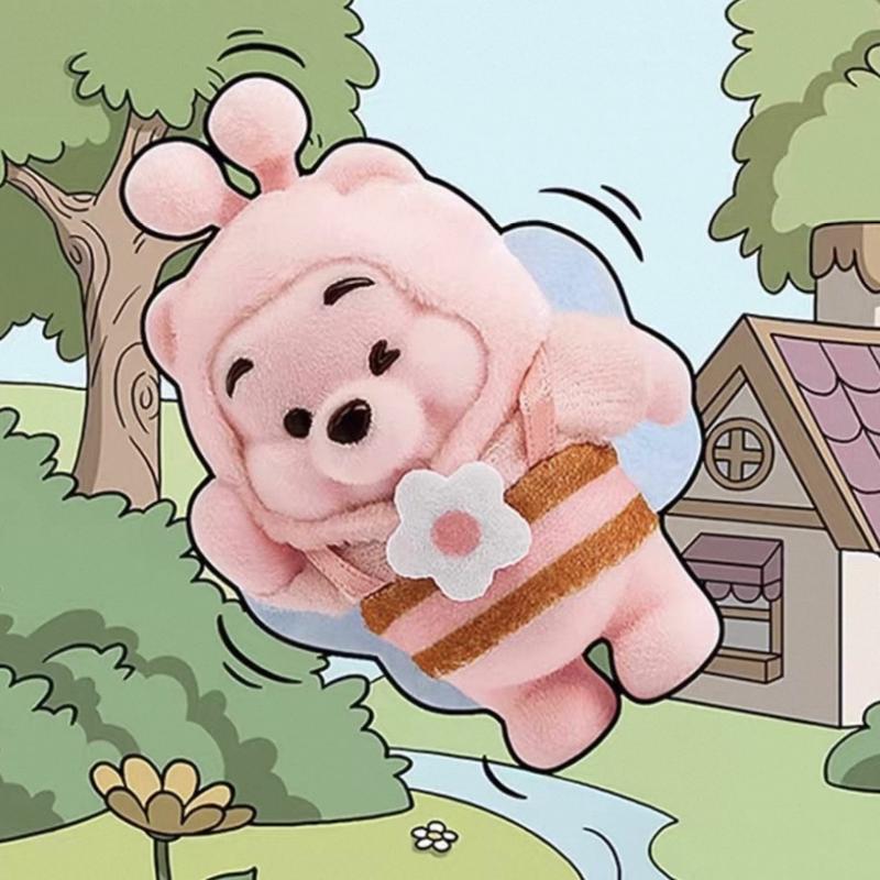 Disney Winnie the Pooh Fluffy Touching Garden Series Blind Box Figures Adorable Dressed Costume Collectible Miniatures Decor for Bedroom Desk Shelf Surprise Toy Gift for Fans & Kids