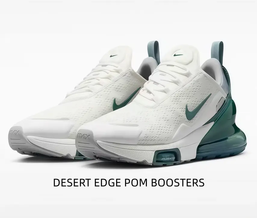White Running Shoes with Deep Green Accent & Sculpted Heel Unit – Lightweight Breathable Sneakers for Road Runs, Gym & Urban Commute