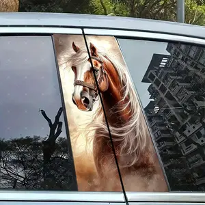 2pc Horse Vinyl Sticker, Car B Pillar Protection Decal, Easy Peel & Stick, Sunproof Waterproof Scratch Resistant, All Car Models, Car Decals, Universal Car Sticker, Car Decoration, Adhesive Vinyl Decal, Car Decorative Sticker, Automotive Decals