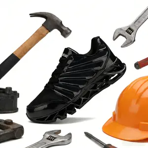 Men's Safety Work Sneakers - Breathable Steel Toe Shoes with Shock-Absorbing BladeSole, Non-Slip Outdoor Trainers