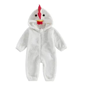 Babamoon Toddler Infant Baby Girl Boy Chick Costume Romper Long Sleeve Hooded Spring Full Zipper Fleece Jumpsuit 0-18 Months