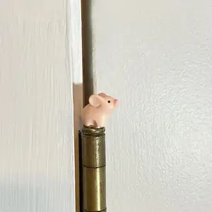 Hinge Head Pig, Hinge Heads Decorative Topper, Miniature Magnetic Figurine Door Decor, Whimsical Home Decor, Unique Gift, Gifts Under 10