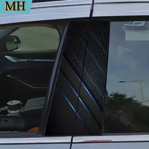 Set of 2 High-Quality Car Stickers, Tech-Style Door Pillar Decals, Self-Adhesive Waterproof Vinyl Semi-Matte B-Pillar Protective Film, Suitable for B-Pillar Exterior Accessories.