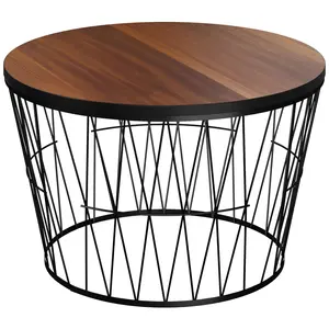 Lavish Home Round Coffee Table Geometric Base Accent Table