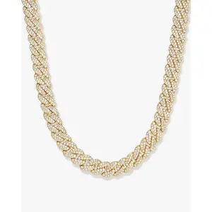 Women's Iced Out Cuban Link Chain 8mm - Gold