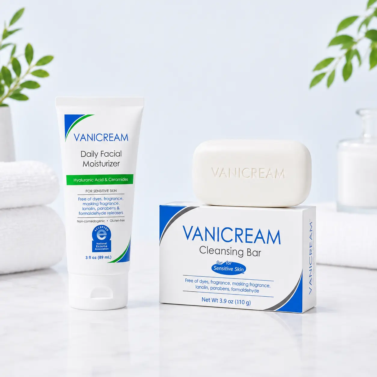 Vanicream Daily Facial Moisturizer + Vanicream Cleansing Bar | Barrier Restore Duo