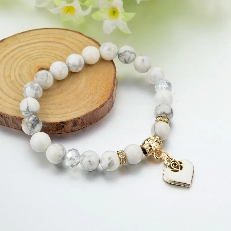 White Marble Charm Bracelet