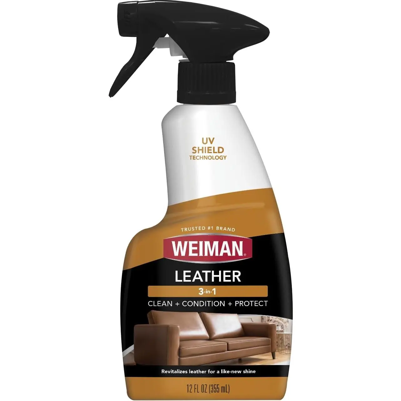 Weiman Leather Cleaner and Conditioner 12oz, Restorer & UV Protection Spray for Car Seats, Sofa & Shoes