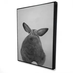 360 stand Artistic Framed Wall Art - 36x48 in. Hyperrealist Rabbit From Behind Photo, Decorative Hanging Artwork, Home Decor, Ideal Home Supplies Gift, Decoration, Print