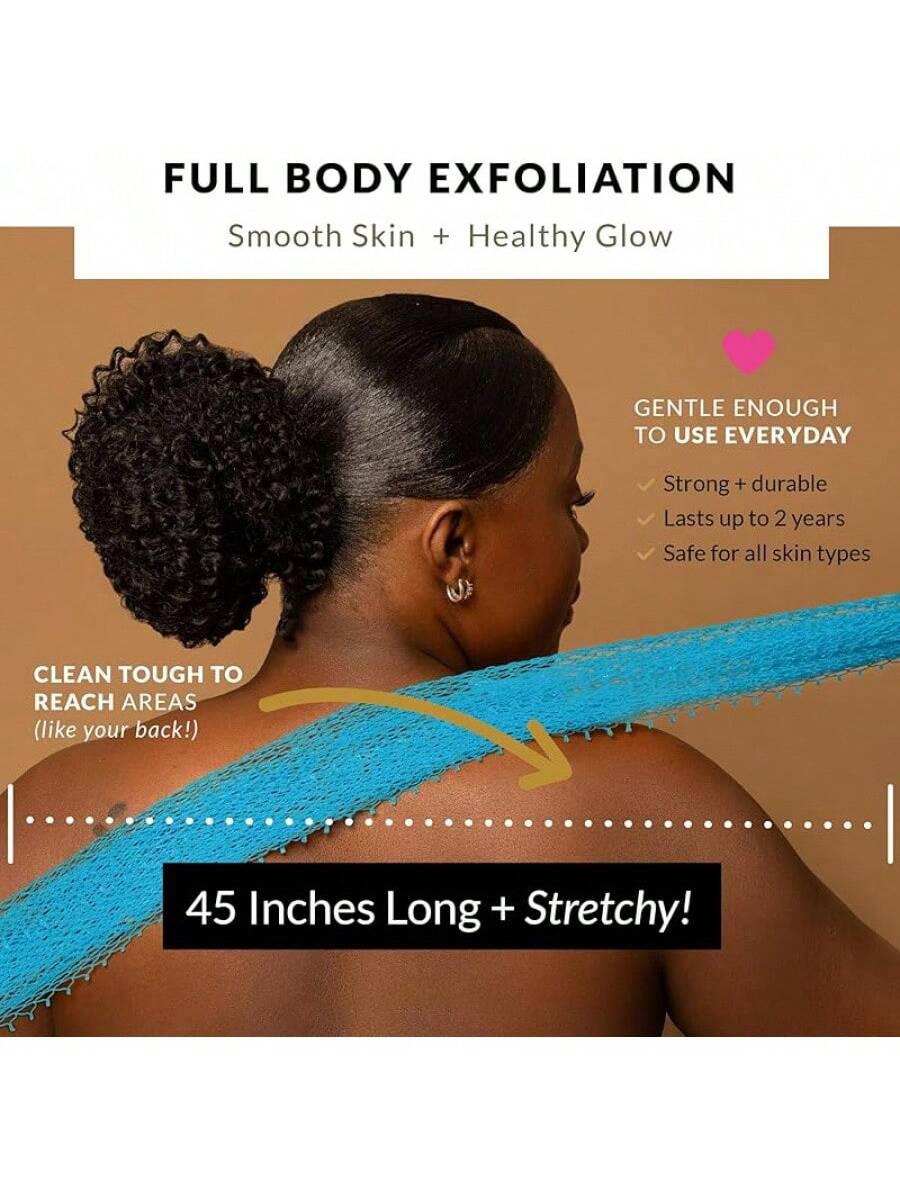 Blissal Exfoliating Shower Towel 47", Premium Scrub Wash Cloth for Body Face, Blissal Shower Towel for Smooth Skin, 2-in-1 Exfoliating Washcloth-Body Scrubber with 2 Sides for All Skin Types Body Scrubber for Bath and Shower