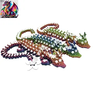 Cherry Blossom Dragon, 3D Printed Dragon Fidget 2ft Long. Fully Articulated Dragon 3D Printed Desk Fidget Gift for Men and Women