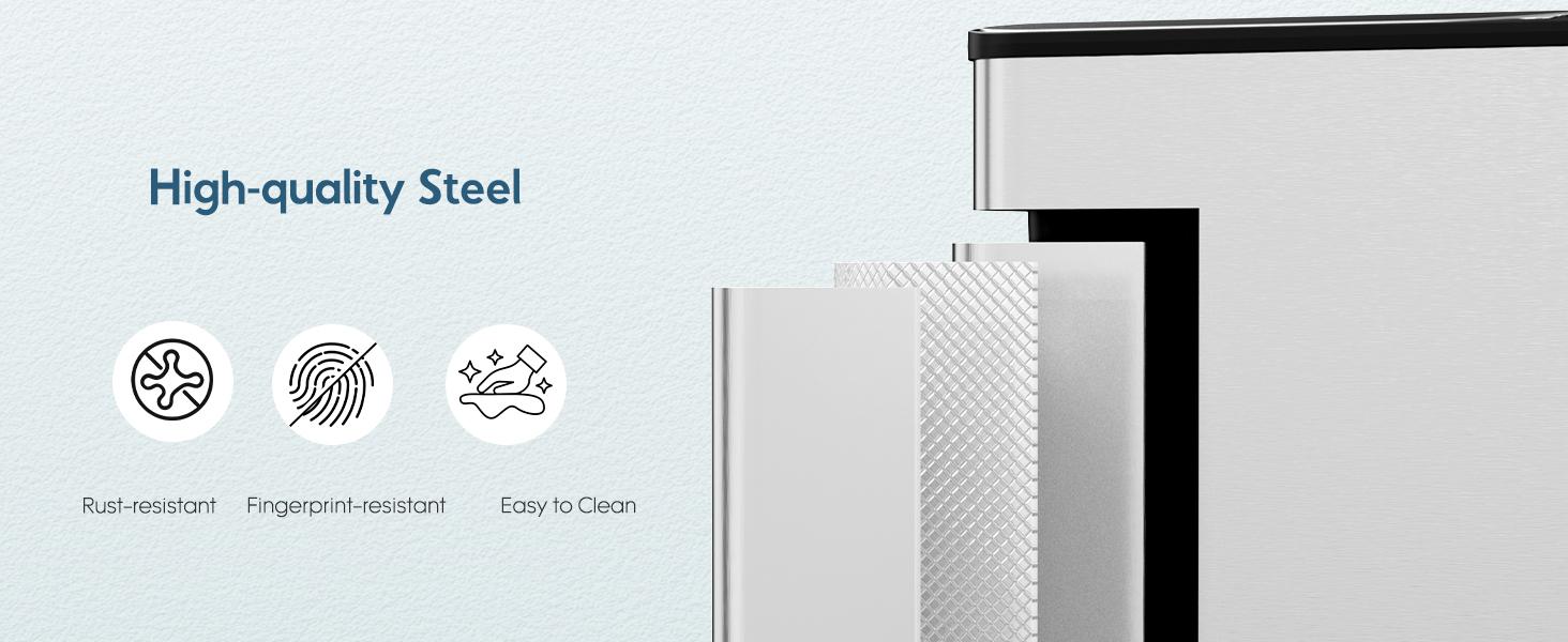 Arlopu 2 x 10.6 Gallon Dual Trash Can with Odor-Control Box, Large Stainless Steel Compartment Garbage can, Step-on Recycle Bin, Soft-Close Lid & Removable Inner Buckets, for Kitchen, Office