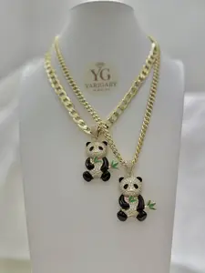 CADENAS CUBANAS 45CM AND 50 CM CON DIJE DE OSO Panda Bear Pendant Necklace Gold Chain Jewelry
