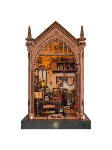 Magic Home DIY Wooden 3D Assembly Model Kit - Build DIY Sets, Manual Construction Woodcraft, Desktop Home Decor, Christmas Gift for Teens, Stress-Relief Classic Design Book Nook Alley Miniature House