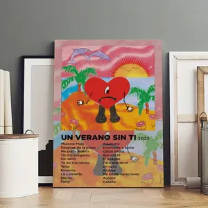 Un Verano Sin Ti-Bad BunnyPoster Photo Canvas Frameless Cover Poster Artwork Canvas Wall Art Room Decoration Hanging Chart Printing Canvas Printing Room Aesthetics