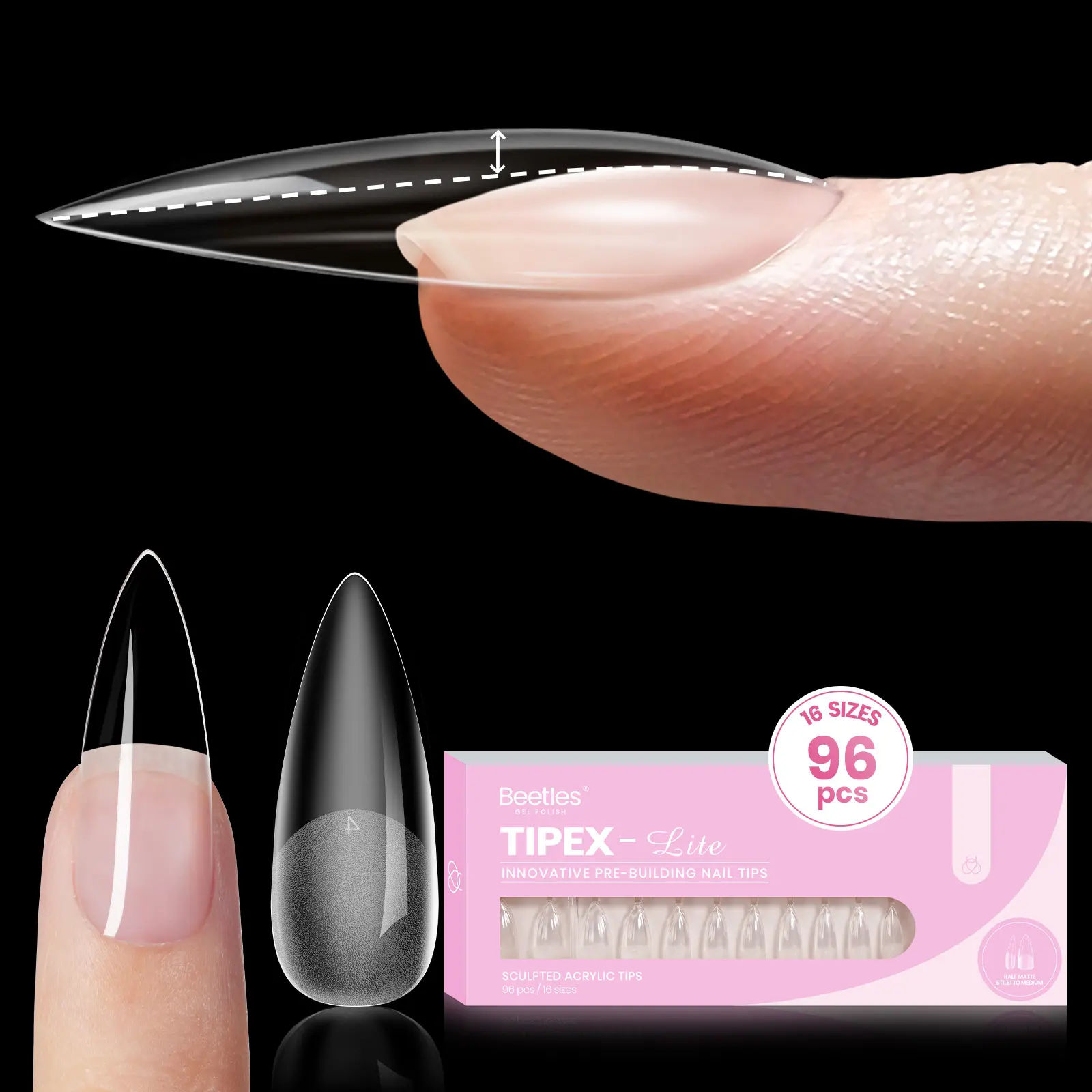 Medium Stiletto【Only Tips】16Sizes 96Pcs