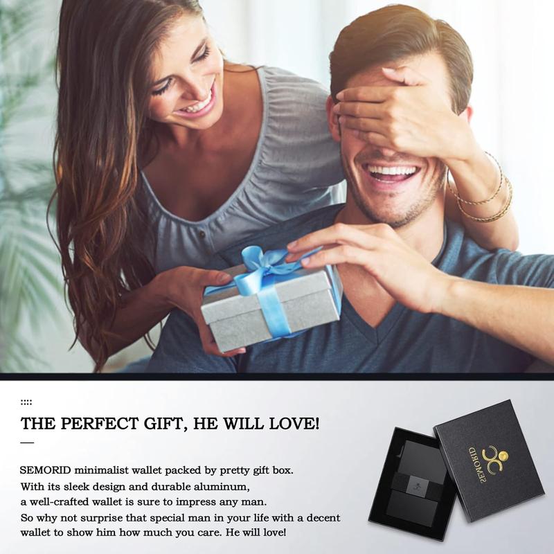 Slim Aluminum Card Holder Wallet for Men, Durable Expandable Backplate, RFID Blocking Minimalist Metal Pop Up Wallet, Holds 12+ Cards Plus Cash