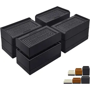Rectangle Bed Risers, 3 Inch Heavy Duty Adjustable Furniture Risers for Bed Sofa Table and Couch Lift, Support Up to 1,300 Lbs (4 Pack-Black)