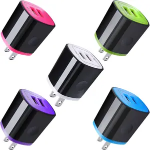 5-Pack Dual USB Wall Charger 2.1A Fast Charging Block for iPhone, Android, Samsung, iPad, Kindle