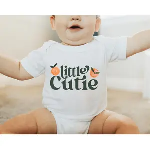 Little Cutie Baby Shower Orange 1st Birthday Party Bodysuit Clementine Organic Newborn Bodysuit Food Meme Onesie