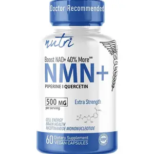 NMN Supplement 500mg NAD Supplement - Nutri Ultra High Absorption Stabilized NMN Nicotinamide Mononucleotide, 40% More NAD+ with Quercetin Phytosome & Black Pepper - mnm supplement (60 Capsules)
