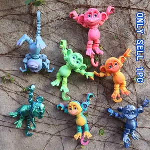 3D Printed Climbing Monkey Statue Pouch, Movable Monkey Figurine, Large Eye Realistic Primate, Craft Gift, Trendy Creative Handmade Toy, Articulating Figurines, Plastic Figurines