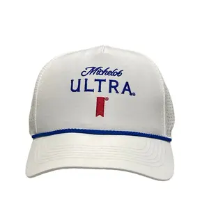 Michelob Ultra Logo White Colorway Rope Golf Club Hat White  - Lightweight Design with Soft Feather Material for Comfortable Wear