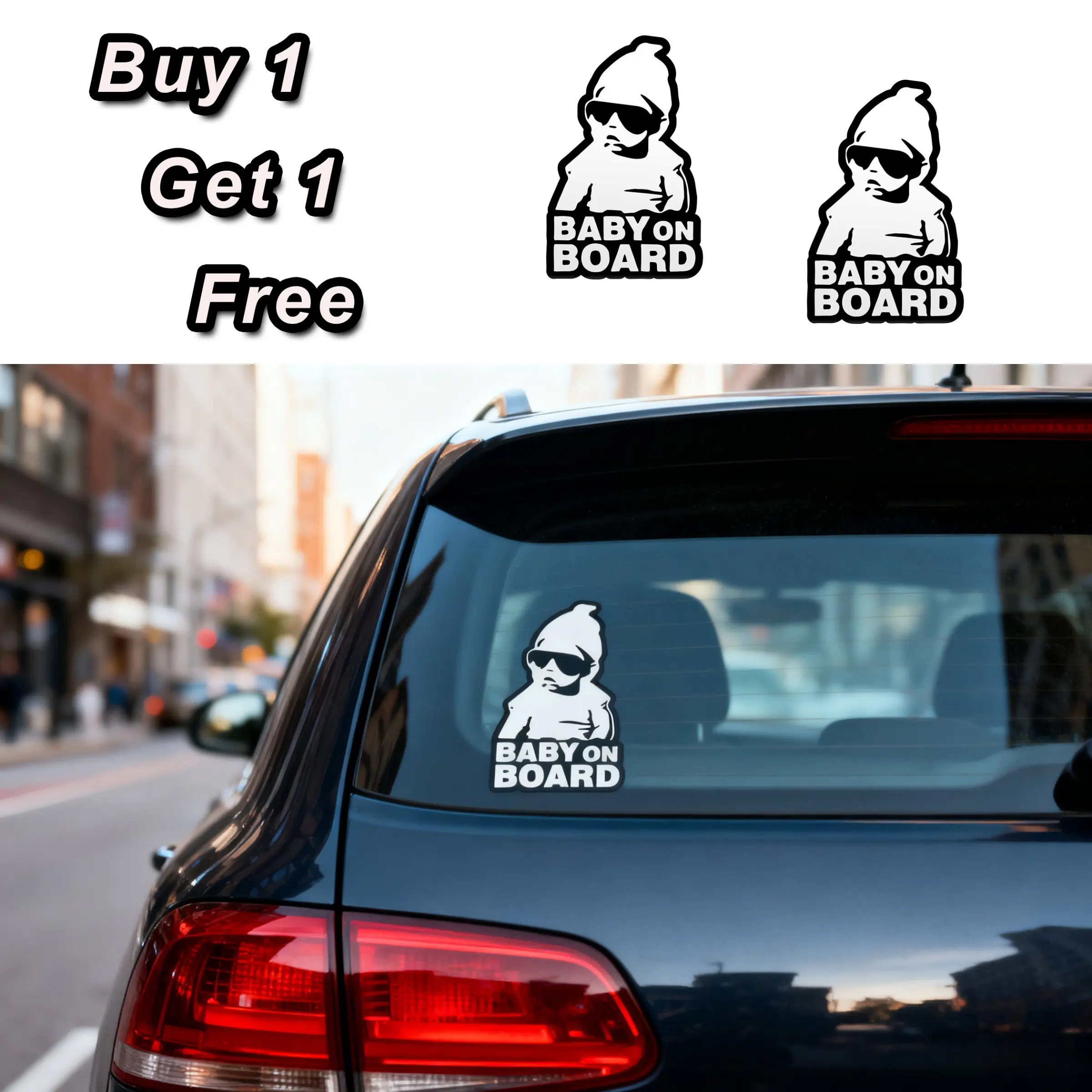 Buy One Get One Free "Baby On Board" Car Decals - Universal Car Sticker, Decal For Cars, Vehicle Decoration, Waterproof, Durable, Removable Stickers for All Vehicles | Perfect New Parent Gift