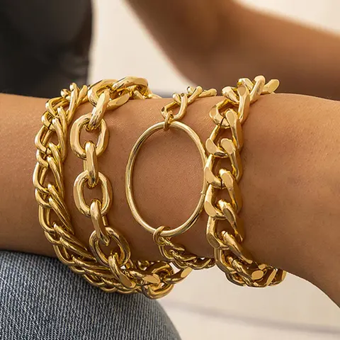 Women's Plain Color Matching, Fashion Jewelry for Party, Daily Clothing Decor, Jewelry for Birthday Gift, Cuban Bracelet, Stacking Bracelet, Fashionable Bracelet Style