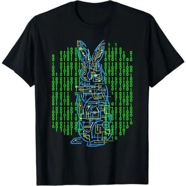 Easter T Shirt Binary Bunny Electric Rabbit Computer Coding T-Shirt